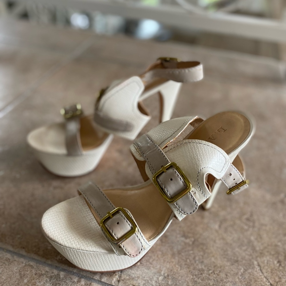 LAMB white heels Gwen Stefani
